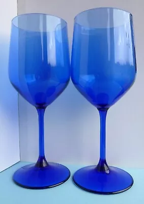 Buy COBALT .Wine  Glass.PAIR.Classic Style 8 Ins . Large..Kept In Cabinet. • 18£