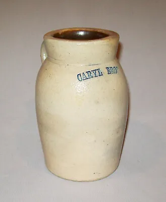 Buy Old Antique Vtg 19th C 1800s Caryl Bros Stoneware Oyster Jar Blue Slip Impressed • 284.51£
