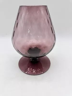 Buy Vintage MCM Empoli Art Glass Brandy Snifter Amethyst Purple Optic Glass 8in • 13.61£