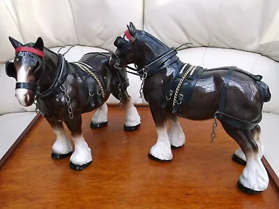 Buy Melba Ware Pair Of Vintage Large Shire Horses • 40£