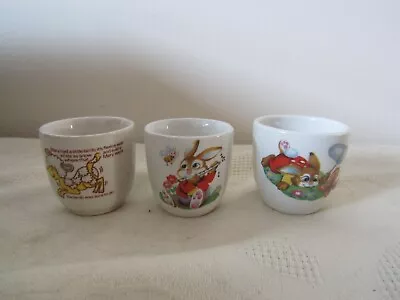 Buy Vintage Trio Of Pottery China Kids Childrens Themed Bunny Lamb Egg Cups • 4.99£