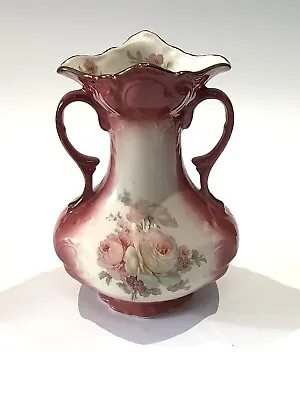 Buy Fabulous Antique 19th C Victorian Rockingham Two Handled Vase Great Condition • 13.65£