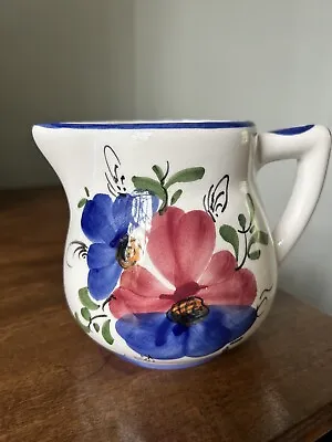 Buy VINTAGE Spanish Hand Painted Blue And Pink Floral Pottery Jug Hermanos Martinez • 18£