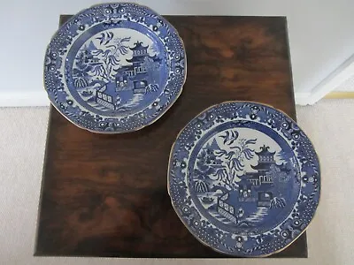Buy Matching Pair Of Vintage Burleigh Ware Blue And White 'Willow' Pattern Plates  • 11£