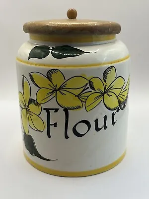 Buy Toni Raymond Pottery Made In England Flour Pot Wood Lid • 12£