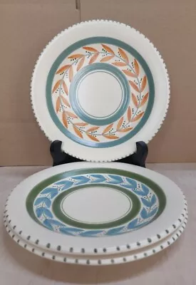 Buy Honiton Pottery 'Collard Designs' Plates Blue Orange Leaf Green X3 16cm • 3.89£