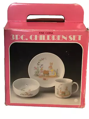 Buy 3 PC.Childrens Fine China Set Plates & Cup New Old Stock In Box Made In Japan • 28.51£