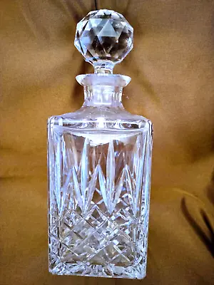 Buy Vintage Good Quality Lead Crystal Cut Glass Square  Decanter 26 Cm - 1958 Grams • 20£