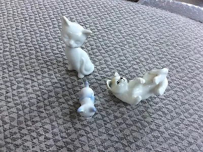 Buy 3 China Cat Figures Or Ornaments One Quite Old • 6£