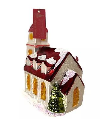 Buy Glass Church Mouth Blown Christmas Ornament Poland Glassware Art Studio 5.5” T • 34.14£
