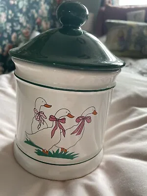 Buy Vintage Hornsea Pottery 1991 Farmyard Collection Geese Canister With Green Lid • 12.50£