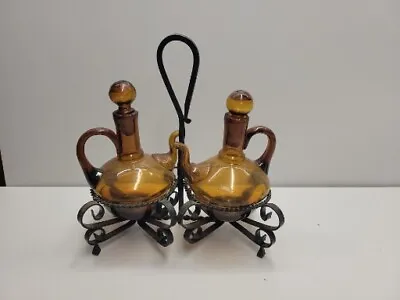 Buy 1970's Amber Glass Oil And Vinegar Set • 23.68£
