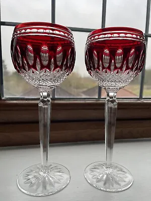 Buy Pair Of Waterford Crystal Clarendon Ruby Red Hock Wine Glasses New Discontinued • 99.99£