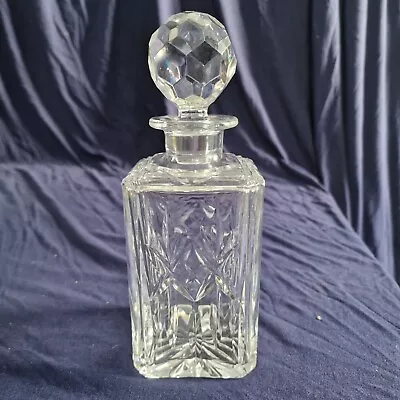 Buy Vintage Royal Doulton Victoria Crystal Square Form Decanter Heavy Quality Signed • 25£