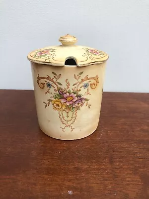 Buy Vintage Ceramic Jar With Lid For Jam Sugar Honey By Ducal Crown Ware England  • 20£