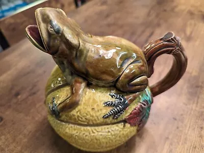 Buy Rare Antique Majolica Figural Pitcher: Frog On A Melon English/Minton • 230£