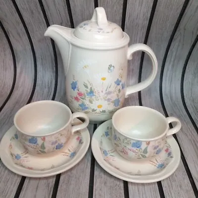 Buy Retro Poole Pottery Spring Time Coffee Pot & 2x Cup & Saucer Set Vintage • 24.99£