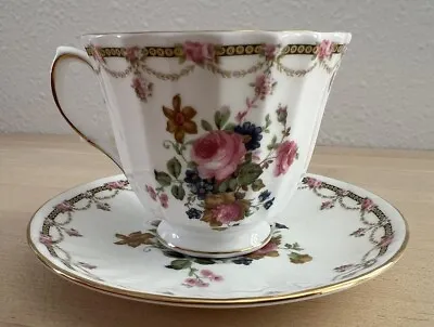Buy Duchess Bone China England Royal Winchester Teacup & Saucer,Flowers And Gold Rim • 18.06£