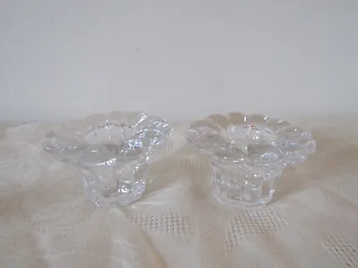 Buy Glass Pair Floral Tealight Candle Holders Taper Candlesticks 8cm Diameter • 9.99£