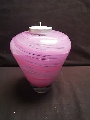 Buy Vintage Signed Mdina Pink Swirl Conical Tea Candle Holder Very Good Condition.  • 9.99£