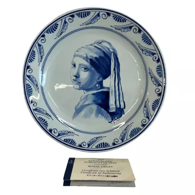 Buy Royal Delft Plate Vermeer Girl With Pearl Earing Blue & White Collectable Plate • 229£