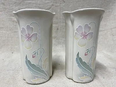 Buy 2 Off Royal Cauldon Pansy Pattern Flower Vases • 4.99£