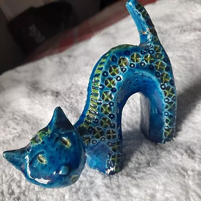 Buy Rare Aldo Londi Bitossi Rimini Blue Arched  Cat Mid Century Ceramic 1960s Italy • 129£