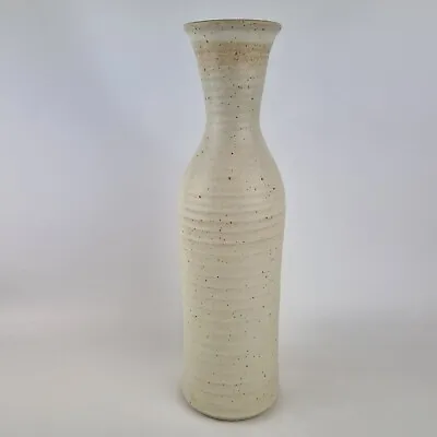 Buy Made In Cley Studio Pottery Vase Ribbed With Brown Speckles 37cm High • 95£