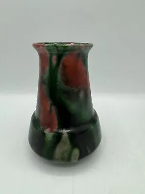 Buy Vintage Minton Hollins & Co. Astra Ware Vase. Red And Green Glazed.  13.8cm High • 30£