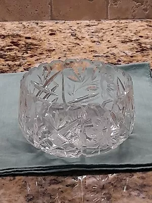 Buy Vintage Etched Floral Cut Glass Crystal Bowl Sawtooth Edge 5  • 33.20£