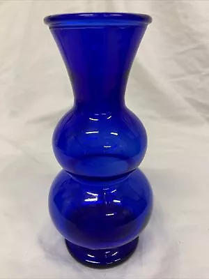 Buy Vintage Small Cobalt Blue Double Bubble Glass Vase 6 1/4” • 23.75£