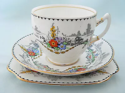 Buy Vintage Art-Deco Salisbury English China Cup, Saucer & Plate Trio   Lima  Design • 4.99£