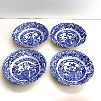 Buy 4 X English Ironstone Bowls Old Willow Pattern • 15.99£