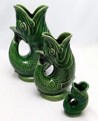 Buy Dartmouth Devon Gurgle Fish Jugs - Light Green Glaze • 90£