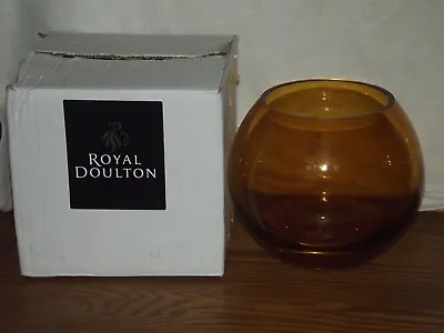 Buy Royal Doulton Goldfish Bowl Shape Vase Amber Glass Large 8  Unusual & Rare Boxed • 14.95£