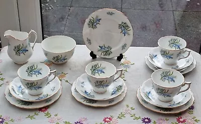 Buy Melba Bone China Tea Set Cup Saucer Plate Blue Vintage • 38£