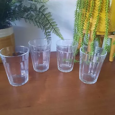 Buy 4 X Vintage French Clear Glass Bevelled / Ribbed Tumblers  9.5 Cm - France • 7.50£