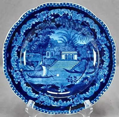 Buy Adams Ghaut Of Cutwa Dark Blue Historical Staffordshire 9 Inch Plate C. 1820s • 117.90£