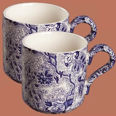 Buy Laura Ashley CHINTZWARE BLUE Staffordshire England Coffee Mugs Cups Set Of 2 VTG • 16.12£