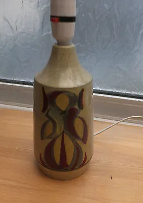 Buy 1970s Large Abstract Honiton Devon Pottery Lamp Base- Red Pattern • 65£