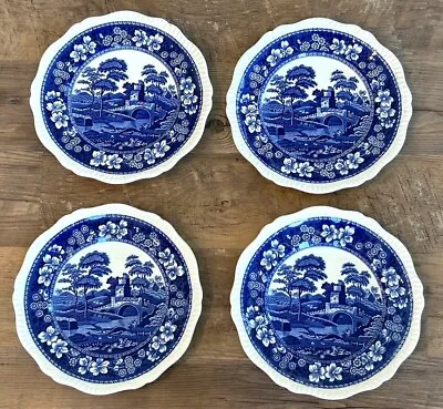 Buy 4 Vintage Copeland SPODES TOWER England 10½” Blue Dinner Plates Gadroon Old Mark • 80.44£