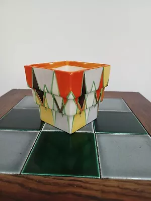 Buy Art Deco Clarice Cliff Bizarre Stepped Fern Pot In Sungold Pattern - Shape 368. • 350£
