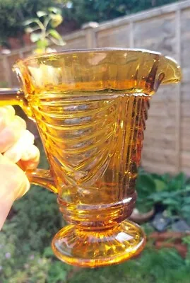 Buy Vintage Art Deco Amber Depression Glass Jug Pitcher Water Lemonade Jug 1930's  • 16£