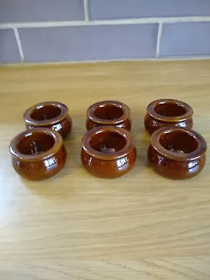 Buy Vintage Six Brown Glazed Farmhouse Stoneware Pots. Lots Of Uses. Excellent. • 19.99£