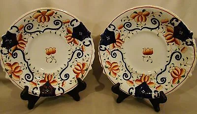 Buy Pair Of Gaudy Welsh Double Handled Cake Plates 1820-1850 • 96.07£
