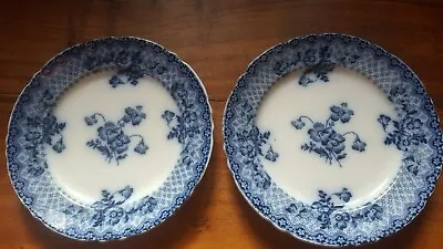 Buy Antique F & Sons Burslem Flow Blue 8  Plates X 2. Chatsworth Pattern • 20£