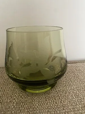 Buy Caithness Glass Bowl Green Etched Orchard Pattern Marked CM 79 Small Approx • 6.99£