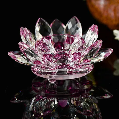 Buy Crystal Glass Lotus Flower Candle Holder Candlestick Home Decor Craft Tea Light • 11.99£
