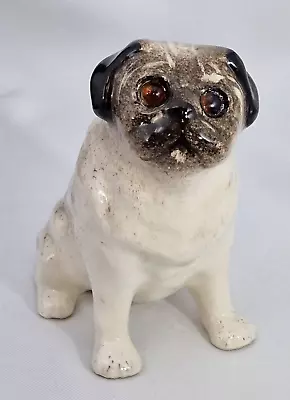 Buy Jenny Winstanley Size 2 Pottery Pug Dog With Cathedral Glass Eyes New Signed (1) • 48£