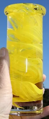 Buy Kosta Boda ATOLL Glass Candlestick Holder Yellow Swirl -- Signed -- 6  Tall • 33.15£